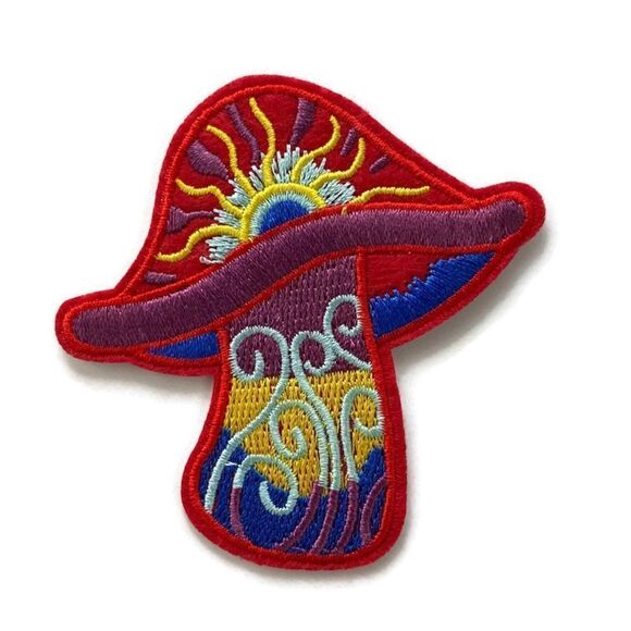 Lit Energized Sun Shroom Embroidered Patch - Picture 1 of 3